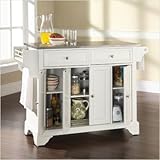 Crosley Furniture LaFayette Stainless Steel Top Kitchen Island in White Fin ....