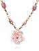 Sterling Silver Garnet, Freshwater Cultured Pearl and Mother-of-Pearl Flower Pendant, 16-18"