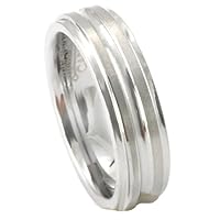 Tungsten Carbide Men's Ladies Unisex Ring Wedding Band 6MM (1/4 inch) Double Grooved Brushed Comfort Fit (Available in Sizes 8 to 12) size 8