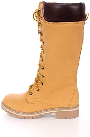 Women's Combat Mid Calf Combat Lace Up Padded Cuff Waterproof Hiking Outdoor Work Boots