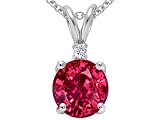 1.53 cts Round Lab Created Ruby and Genuine Diamond Pendant - 14kt White or Yellow Gold