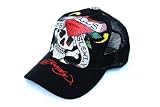 New Ed Hardy Love Kills Slowly Black Rhinestone Platinum Trucker Hat Cap / R1M0AZLK