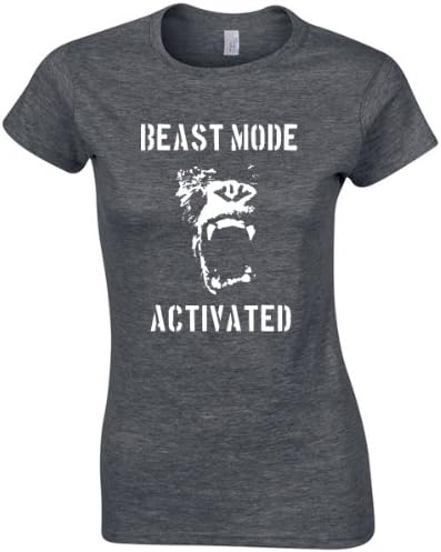 Beast Mode Activated Shirt Womens Workout Crossfit Shirt (M, Dark Heather)