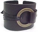 Black Leather Western Style Wrist Band Wristband