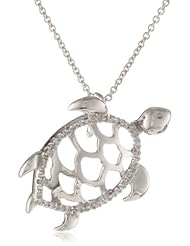 Silver and Diamond Turtle Pendant Necklace (1/20 cttw, I-J Color, I3 Clarity), 18"