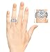 Silver Chevron Style Ring Guard with Millgrained Edges and Filigree Cut Out Design with CZ (0.74 ct. twt.)