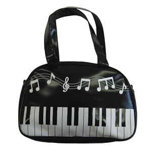 Piano Key Board Keys Music Note Hand Bag Purse Zips closed and has a Pocket on inside the zips open and closed
