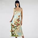 Texere Silk Nightgown, Women's Sleepwear in Exquisitely Hand Painted 100% Silk -- Spring Serenity