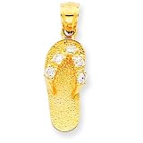 14k Gold April/CZ Birthstone Flip Flop Pendant
