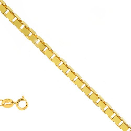 14k Solid Yellow Gold 0.45mm Box Chain Anklet 10"
