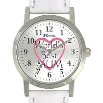 RAVEL Worlds Best Mum White Fabric Strap Watch