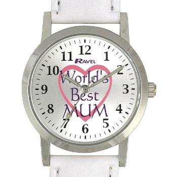 RAVEL Worlds Best Mum White Fabric Strap Watch