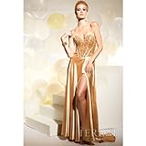 IMAGE OF Terani Couture Gold Junior Girls Size 2 Formal Charmeuse Gown