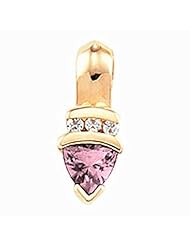 10K Yellow Gold Trillion Cut Pink Sapphire and Diamond Pendant -- LIFETIME WARRANTY