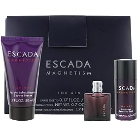 Escada Magnetism by Escada for Men 3 Piece Travel Set Includes: 0.17 oz Eau de Toilette Miniature Collectible + 1.7 oz Shower Breeze + 0.7 oz Deodorant Stick