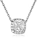 Sterling Silver Cubic Zirconia Cushion Cut Pendant Necklace and Earrings Set