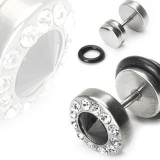 Earrings Ring Fake Cheater Plug CZ 16g Ear pair 16g