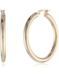 18k Gold 3mm 1.25" Click-Top Round Hoop Earrings