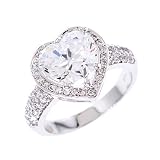 Image of Silver 3.5ct Engagement Heart CZ Diamond Ring