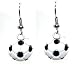 Sporty 3d Black & White Soccer Ball Charm Earrings with Black Crystals