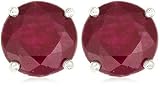 Sterling Silver 6mm Round Ruby Earrings