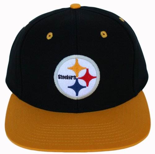 Pittsburgh Steelers Two Tone Black/Yellow Basic Logo Snapback Adjustable Flatbill Hat