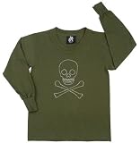 Olive Drab - Boys Long Sleeve T-Shirt W/Silver Skull