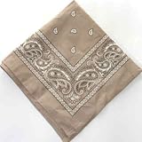 KHAKI bandanna black & white paisley