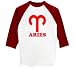 Aries - Raglan 3/4 Sleeve T-Shirt, White/Red, XX-Large