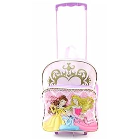 Disney Princess Rolling Pink/Purple Backpack With Wheels Kids School Bag