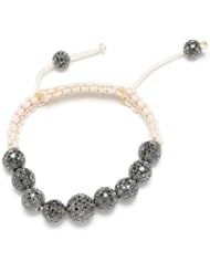 Sterling Silver 11.21ct Diamond Macrame Beaded Bracelet Party Jewelry