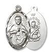 Sterling Silver Scapular Medal Pendant Sacred Heart of Jesus Christ God Lady of Mount Carmel With 24" Stainless Steel Chain