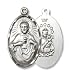 Sterling Silver Scapular Medal Pendant Sacred Heart of Jesus Christ God Lady of Mount Carmel With 24" Stainless Steel Chain