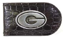 Black Croc Leather Money Clip - Collegiate Series