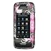 Crystal Pink on Black Butterflies and Flowers Design Hard Cover Case and Clear Swivel Belt Clip for LG Voyager VX-10000 (Verizon) [WCL117]