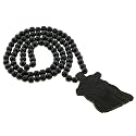 Black Colored Wood Jesus Necklace - 33'' Necklace - 2 x 3.25'' Pendant