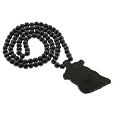 Black Colored Wood Jesus Necklace - 33'' Necklace - 2 x 3.25'' Pendant