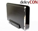 deleyCON Externes Geh&auml;use USB 3.0 f&uuml;r 3,5 SATA I/II/III Festplatten Schwarz und Silber - Hochwertiges Aluminium Geh&auml;use - mit St&auml;nder, Computer PC Extern Alu USB 3.0 Festplattengeh&auml;use f&uuml;r 3,5" SATA Festplatte, bis SATA 3, SATA III - Abw&auml;rtskompatibel