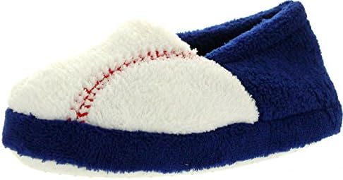 Static Boys All Star Sports Football Basketball Baseball Soccer Slippers,Blue Baseball,9/10
