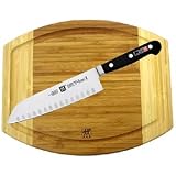 J.A. Henckels Twin Professional S 2-Piece Santoku Bamboo Board Set with Bonus Cookbook CD