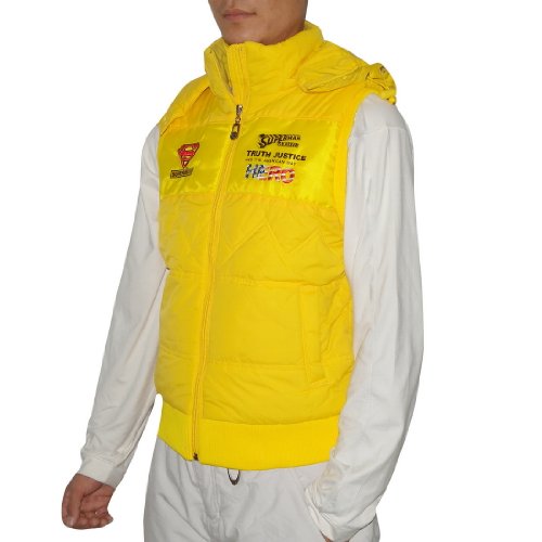 LIMITED EDITION: Boys SUPERMAN / DC Comics Zip-Up Outdoor Thermal Fall / Winter Vest - Yellow (Size: XL)