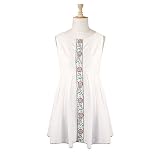 Deep V-back Embroidered Trim Dress (Petite, Tall & Misses Sizes XS-3X)