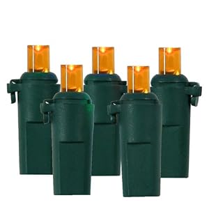 15 Battery Operated 8 Function LED Amber Mini Christmas Lights - Green Wire by 