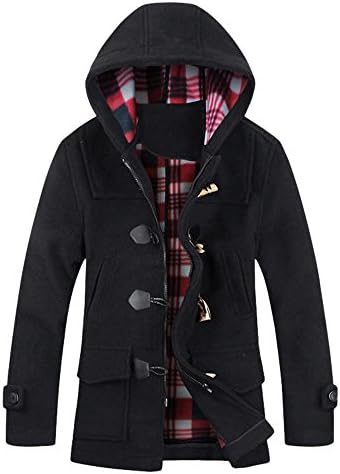 Zon-E Men's Horn Button Hooded Duffel Coat