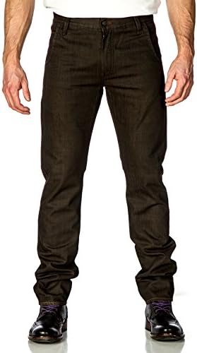 horst Men's Metal Fabric Denim Dark Brown Slim Fit Jeans Size 40