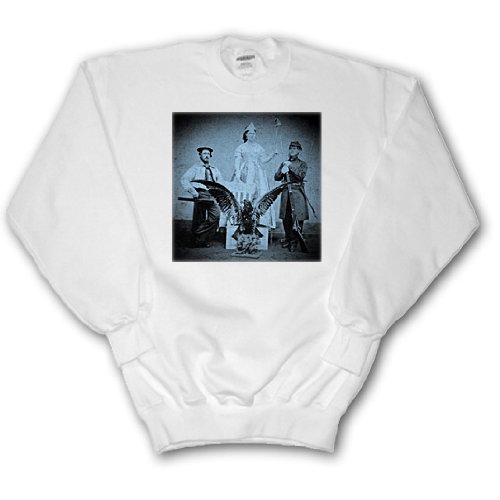 Scenes from the Past Stereoview Card - American Civil War Union Soldier and Sailor and Lady Liberty Cyan Tone - Sweatshirts