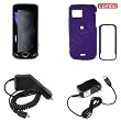 Samsung Mythic A897 Combo Rubber Feel Purple Protective Case Faceplate Cover + LCD Screen Protector + Rapid Car Charger + Home Wall Charger for Samsung Mythic A897