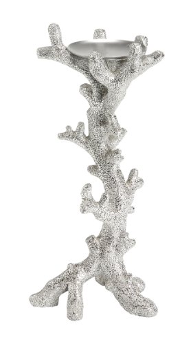 Lazy Susan Resin Coral Candleholder Silver