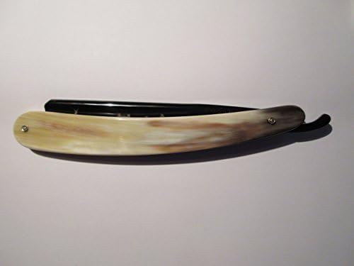 Wacker Huntsman 7/8" Straight Razor, Square Tip w/Radius, Black Chrome, Etched Blade, Horn Scales