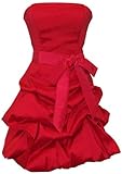 Strapless Taffeta Bubble Dress with Pull-Ups Formal Gown Prom Dress, 2X, Red